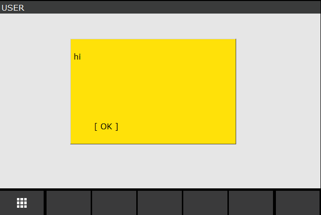 The resulting yellow popup on the teach pendant with an OK button